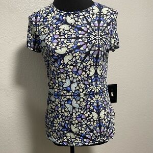 Ted Baker Maraly Print T-shirt In Mid Blue Size 3
